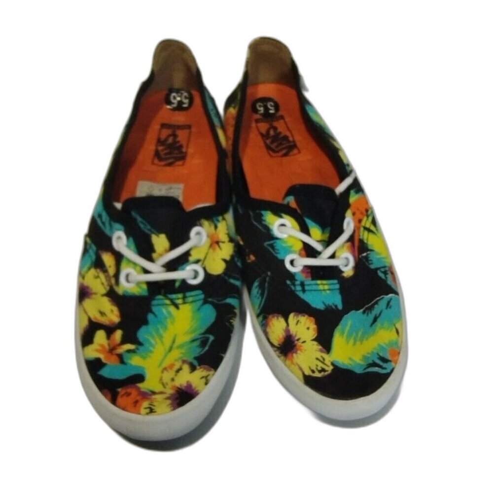 Vans Black Multicolor Tropical Floral Vans Off The Wall Youth Sneakers Size 5.5